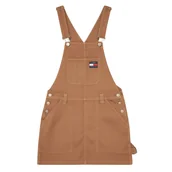 Sukienki - Sukienka damska Tommy Jeans Dungaree mini ogrodniczka brązowa-S - miniaturka - grafika 1
