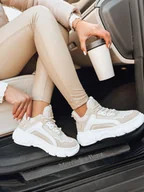 Sneakersy damskie - Sneakersy damskie TIRA beżowe Dstreet ZY0107-39 - miniaturka - grafika 1