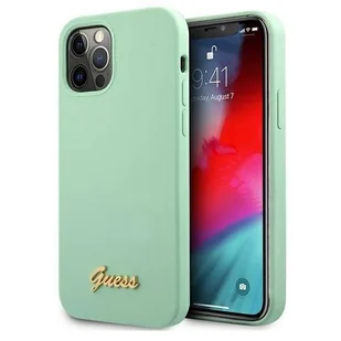 Guess GUHCP12LLSLMGGN iPhone 12 Pro Max 6,7" zielony/green hardcase Metal Logo Script GUE001067 - Etui i futerały do telefonów - miniaturka - grafika 2