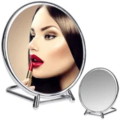 Lusterka do makijażu - Eleganza Lusterko KOSMETYCZNE do makijażu, lustro podwójne, powiększające, DUO, na stojaku 569131 - miniaturka - grafika 1