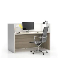 Zestawy mebli biurowych - B2B Partner Zestaw mebli biurowych single z parawanem SEGMENT, prosty, dąb naturalny / biały 611682 - miniaturka - grafika 1