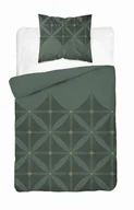 Pościel - Pościel satynowa 140x200 Butelkowa zieleń z geometrycznym wzorem – nowoczesna elegancja, 100% bawełna - Home Satin - miniaturka - grafika 1