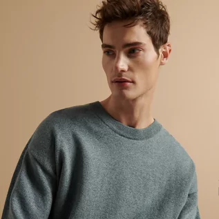 Swetry męskie - Reserved - Gładki sweter z półgolfem - Niebieski - grafika 1