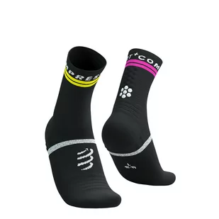 COMPRESSPORT Skarpetki do biegania PRO MARATHON SOCKS V2.0 black/safe yellow/neo pink - Skarpetki sportowe męskie - miniaturka - grafika 1