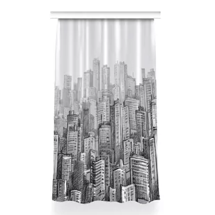 Zasłona przelotki Czarno-białe Miasto 150x260 cm, Fabricsy - Zasłony - miniaturka - grafika 1