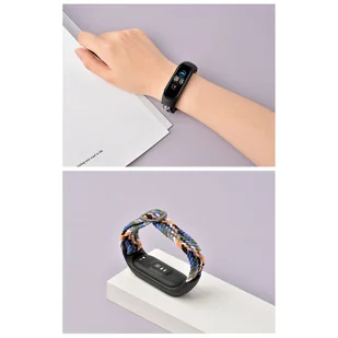 Strap Fabric opaska do Xiaomi Mi Band 6 / 5 / 4 / 3 pleciony materiałowy pasek bransoletka czarny - Akcesoria do smartwatchy - miniaturka - grafika 8