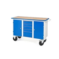 Akcesoria do pakowania - Mobilny stół narzędziowy FLEX, 2 szafki, 5 szuflad, 1435x590x900 mm - miniaturka - grafika 1