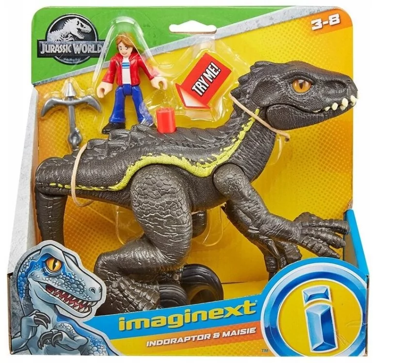 Imaginext Park Jurajski Indoraptor Dinozaur i Mais
