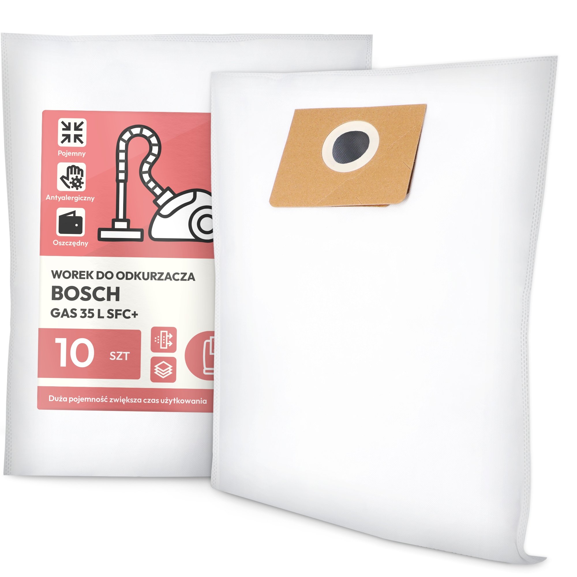 10x Worek do Odkurzacza Bosch Gas 35 L Sfc+ Flizelinowy Duży Torba Worki G9