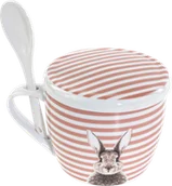 Filiżanki - Kubek Boltze Fluffy z pokrywką i z łyżeczką porcelanowy 600 ml (5902973441512) - miniaturka - grafika 1