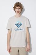 Koszulki męskie - Columbia t-shirt bawełniany Rapid Ridge kolor beżowy z nadrukiem 1888813 - miniaturka - grafika 1