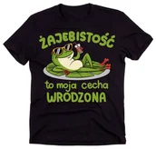 Koszulki męskie - Śmieszna koszulka męska na prezent z rysunkiem żaby oraz napisem ŻAJEBISTOŚĆ TO MOJA CECHA WRODZONA - miniaturka - grafika 1