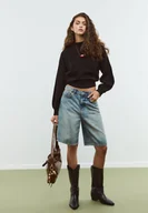 Swetry damskie - Stradivarius Sweter z dzianiny z golfem Czarny L - miniaturka - grafika 1