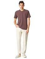 Koszulki męskie - Koton Męski T-shirt basic Mandarin Collar Buttoned Slim Fit Short Sleeve, Brązowy (535), XL - miniaturka - grafika 1