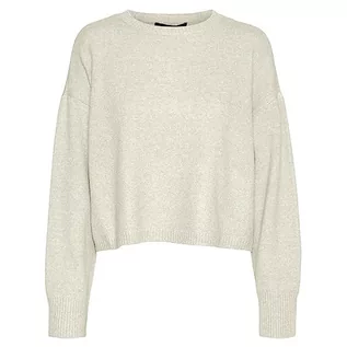 Swetry damskie - VERO MODA PETITE Damski sweter Vmdoffy Ls O-Neck Boxy Blouse Noos Ptt, Birch/Detail:w. Melange, XL Wąska talia - grafika 1