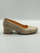 Czółenka - Kremowe lakierowane czółenka skórzane motyw kroko niski obcas PULSO r. 36 - miniaturka - grafika 1