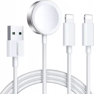 Akcesoria do smartwatchy - Joyroom Kabel 3w1 Joyroom S-IW007 USB-A / ładowarka magnetyczna, USB-A, Lightning 1.2m biały - miniaturka - grafika 1