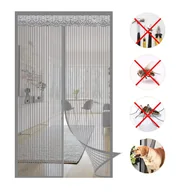 Moskitiery - Moskitiera 90x200 cm, zasłona magnetyczna z ultra drobnymi oczkami, szara - miniaturka - grafika 1