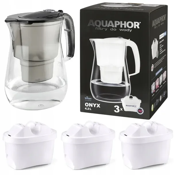Dzbanek filtrujący Aquaphor Onyx 4,2L + 3 wkłady Maxfor Mg, z tritanu