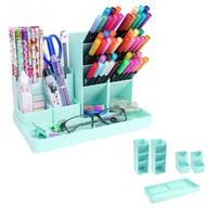 Piórniki - Uchwyt na długopisy - Organizer na biurko - Piórnik - 13 przegródek - Piórnik - Wyjmowany - System przechowywania - Akcesoria biurowe - Zielony - miniaturka - grafika 1