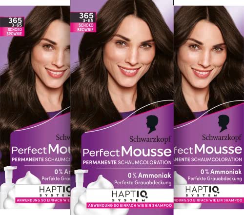 Perfect Mousse Perfect Mousse Farba do Włosów w Piance, 365 Czekoladowe Brownie, 3 x 93 ml