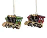 Bombki - Bombka szklana lokomotywa pociąg na choinkę kolorowa - miniaturka - grafika 1