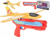 Samoloty i helikoptery - Pistolet wyrzutnia samolotów automat czerwono-pomarańczowy - miniaturka - grafika 1