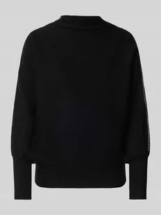 Sweter z dzianiny z mieszanki wiskozy ze wzorem ze stójką - Swetry damskie - miniaturka - grafika 1