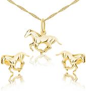 Zestawy biżuterii dla kobiet - Komplet srebrnej biżuterii konie pozłacane - miniaturka - grafika 1