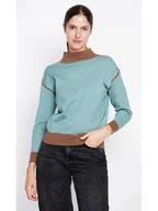 Swetry damskie - William de Faye Sweter w kolorze turkusowo-karmelowym - miniaturka - grafika 1