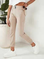 Spodnie damskie - Spodnie damskie dresowe KAROT beżowe Dstreet UY1811-XL/XXL - miniaturka - grafika 1