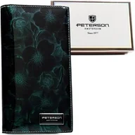 Portfele - Portfel Damski Skórzany Peterson Lakierowany Długi Z Suwakiem Na Zewnątrz RFID PTN-PS1431 ZIELONY 19,5 x 10 x 3,5 [cm] - miniaturka - grafika 1