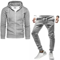 Dresy męskie - Szary dres męski - komplet bluza i spodnie Recea - miniaturka - grafika 1