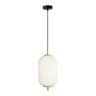 Lampy sufitowe - Lampa wisząca z ryflowanym szkłem PND-28798-1-GD-WH z serii OLMETO - miniaturka - grafika 1