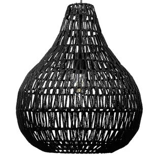Beliani Lampa papierowa plecionka wisząca czarna MOLOPO - Lampy sufitowe - miniaturka - grafika 1