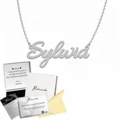 Łańcuszki - NASZYJNIK Z IMIENIEM SYLWIA ŁAŃCUSZEK SREBRO 925 PREZENT ŻYCZENIA GRATIS - miniaturka - grafika 1