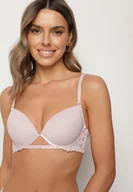 Biustonosze - Jasnofioletowy Biustonosz Push-Up z Koronkowym Paskiem Sarolin - miniaturka - grafika 1