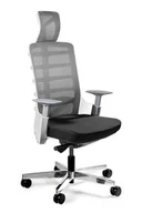 Fotele i krzesła biurowe - Fotel ergonomiczny, biurowy, mikrosiatka, Spinelly, biały, czarny - miniaturka - grafika 1