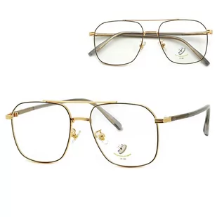 Pilotki Złoto-czarne druciane okulary zerówki filtr Blue Light do komputera 25108C - Okulary korekcyjne, oprawki, szkła - miniaturka - grafika 1