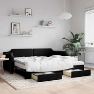Sofy i kanapy - vidaXL Sofa rozsuwana z szufladami, czarna, 80x200 cm, tkanina - miniaturka - grafika 1