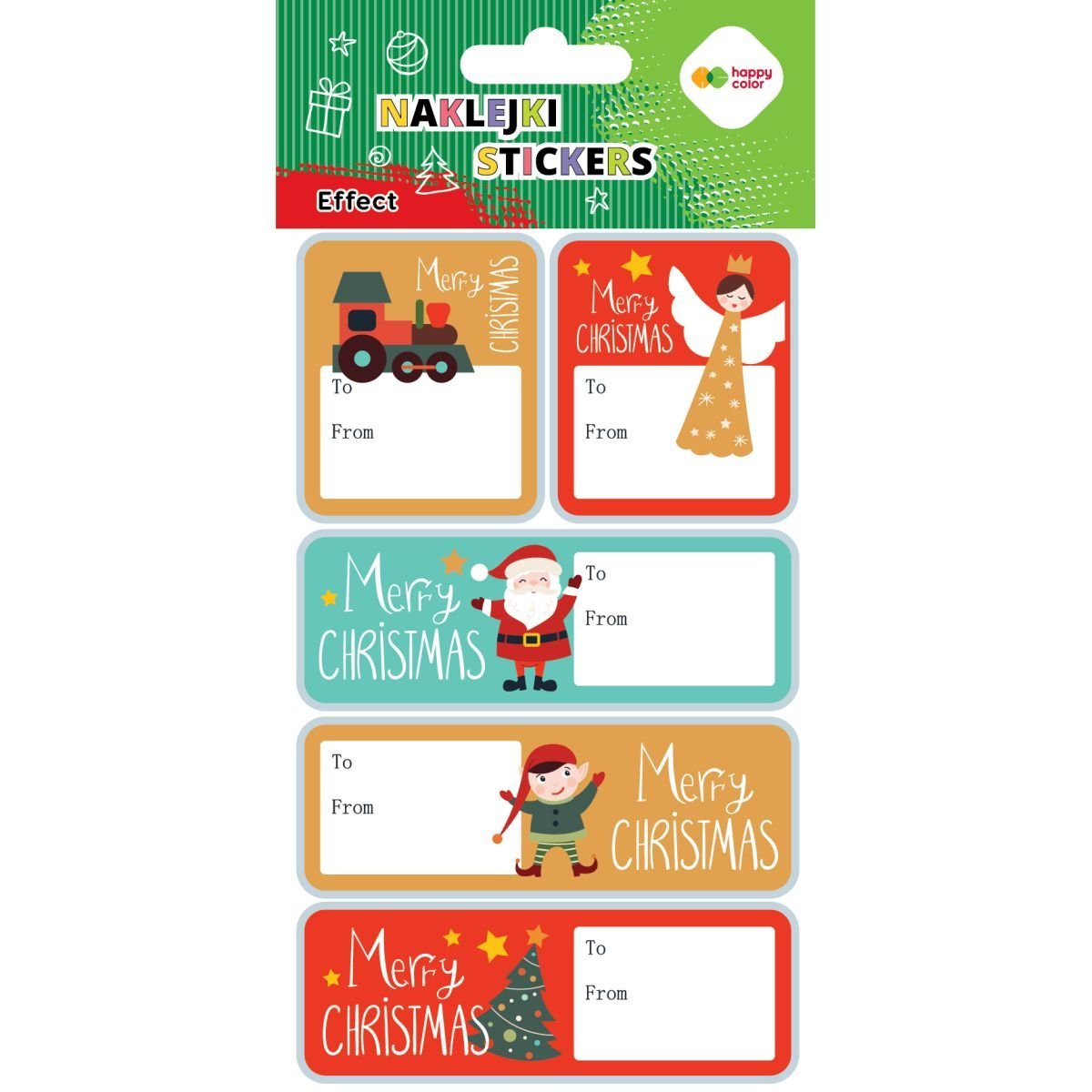 Naklejki EFFECT, Merry Xmas Tag, 10 cm x 20 cm, Happy Color