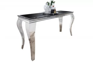 Interior Konsola biurko Barock srebrna czarna szkło stal 140cm, stylizowane nogi (Z36545) - Konsole i sekretarzyki - miniaturka - grafika 1