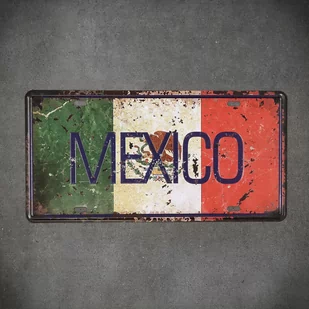 Tabliczka dekoracyjna metalowa FLAGA MEXICO - Dekoracje domu - miniaturka - grafika 1