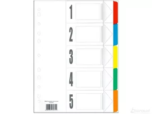 TIERRA Przekładki kart. laminowane Tres A4 1-5 kolorowe PLA4-5KOLOR - Przekładki do segregatorów - miniaturka - grafika 1