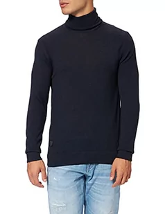 Blauer Dzianina Golf Sweter Męski, 795 Niebieski Intensywny Noc, 50 - Swetry męskie - miniaturka - grafika 1