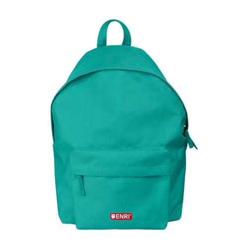 Enri, Plecak szkolny unisex, 2 kieszenie, wyściełane plecy i uchwyty, turkusowy, Morski, 43x29x15, Casual