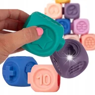 Zabawki sensoryczne - MIĘKKIE KLOCKI SENSORYCZNE DLA DZIECI KOLORY KSZTAŁTY DO WANNY ZESTAW 10SZT - miniaturka - grafika 1