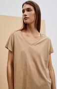 Bluzki damskie - Bawełniany t-shirt w kolorze beżowym 4048, Kolor beżowy, Rozmiar XS, Moodo - Primodo.com - miniaturka - grafika 1