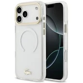 Etui i futerały do telefonów - Etui LACOSTE Shockproof Transparent Frosted Gold Logo MagSafe do Apple iPhone 17 Pro Max Biały - miniaturka - grafika 1