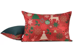 Poszewka świąteczna 40x60 w ozdoby choinkowe - czerwona+ciemnozielona - Pozostałe akcesoria świąteczne - miniaturka - grafika 1